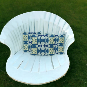 HomeRoots Set of Three 16" Blue & Green Blown-Seam Throw Pillows for Indoor & Outdoor Comfort and Style 536065