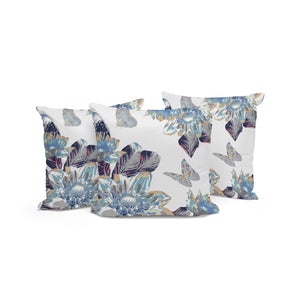 HomeRoots Set of Three Stylish Gray and White Butterfly Floral Indoor/Outdoor Throw Pillows for Versatile Decor 536078