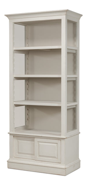 Sarreid Zoey Bookcase - Elegant Antique White Pine Finish For Stylish Storage And Home Decor Solutions White  53608-3
