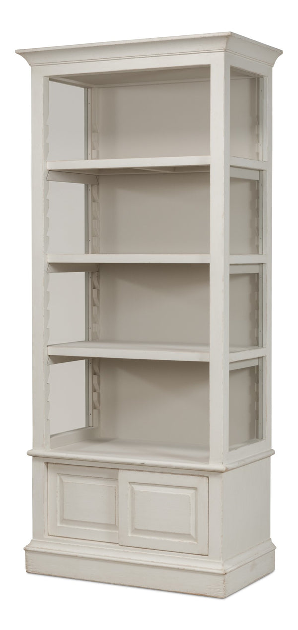 Sarreid Zoey Bookcase - Elegant Antique White Pine Finish For Stylish Storage And Home Decor Solutions White  53608-3
