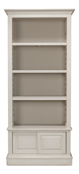 Sarreid Zoey Bookcase - Elegant Antique White Pine Finish For Stylish Storage And Home Decor Solutions White  53608-3