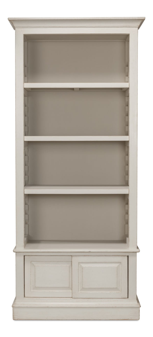 Sarreid Zoey Bookcase - Elegant Antique White Pine Finish For Stylish Storage And Home Decor Solutions White  53608-3