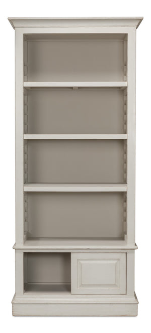 Sarreid Zoey Bookcase - Elegant Antique White Pine Finish For Stylish Storage And Home Decor Solutions White  53608-3