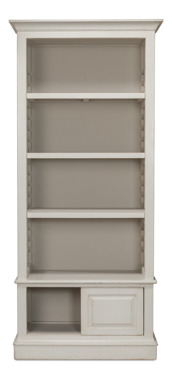 Sarreid Zoey Bookcase - Elegant Antique White Pine Finish For Stylish Storage And Home Decor Solutions White  53608-3