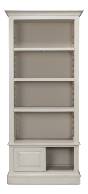 Sarreid Zoey Bookcase - Elegant Antique White Pine Finish For Stylish Storage And Home Decor Solutions White  53608-3