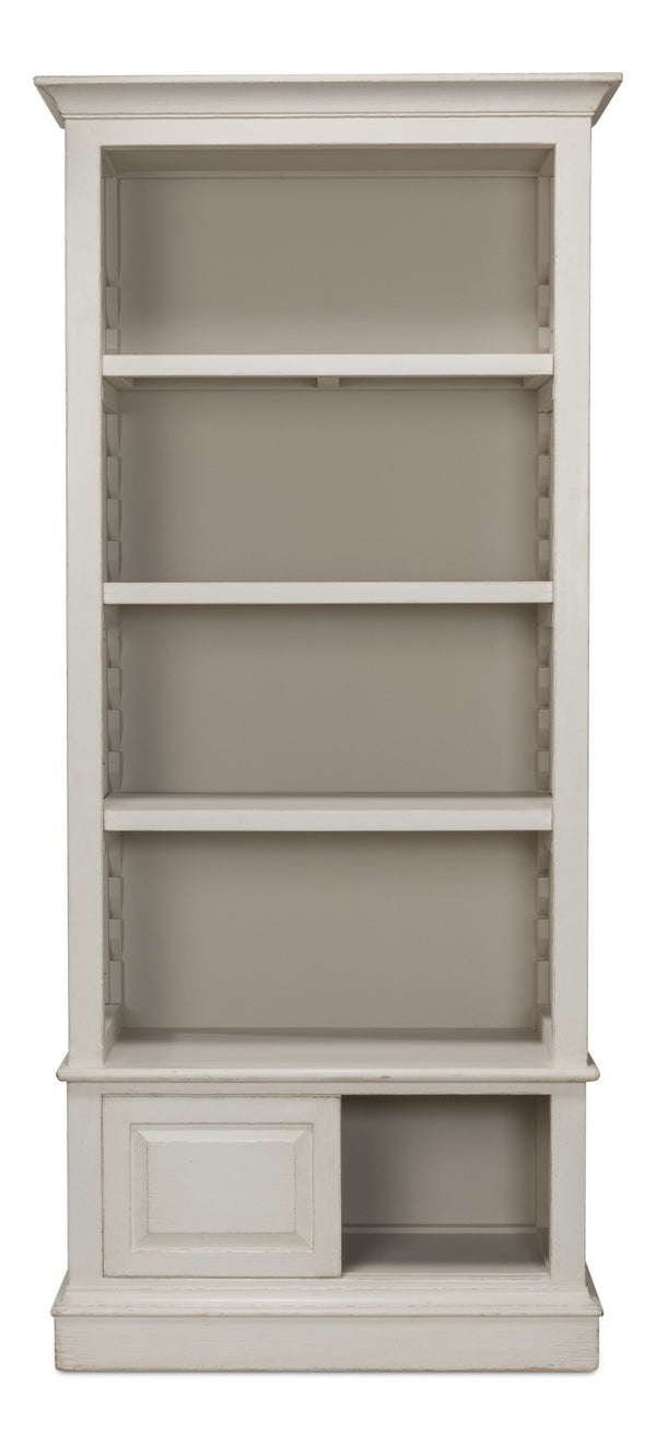 Sarreid Zoey Bookcase - Elegant Antique White Pine Finish For Stylish Storage And Home Decor Solutions White  53608-3
