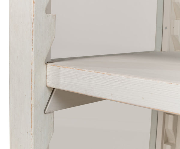 Sarreid Zoey Bookcase - Elegant Antique White Pine Finish For Stylish Storage And Home Decor Solutions White  53608-3