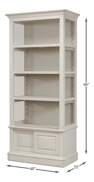Sarreid Zoey Bookcase - Elegant Antique White Pine Finish For Stylish Storage And Home Decor Solutions White  53608-3