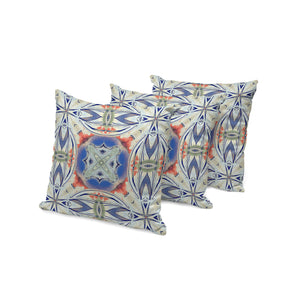 Homeroots Set Of Three 16" X 16" Blue And Pink Blown Seam Floral Indoor Outdoor Throw Pillow  Polyester 536084