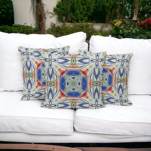 Homeroots Set Of Three 16" X 16" Blue And Pink Blown Seam Floral Indoor Outdoor Throw Pillow  Polyester 536084