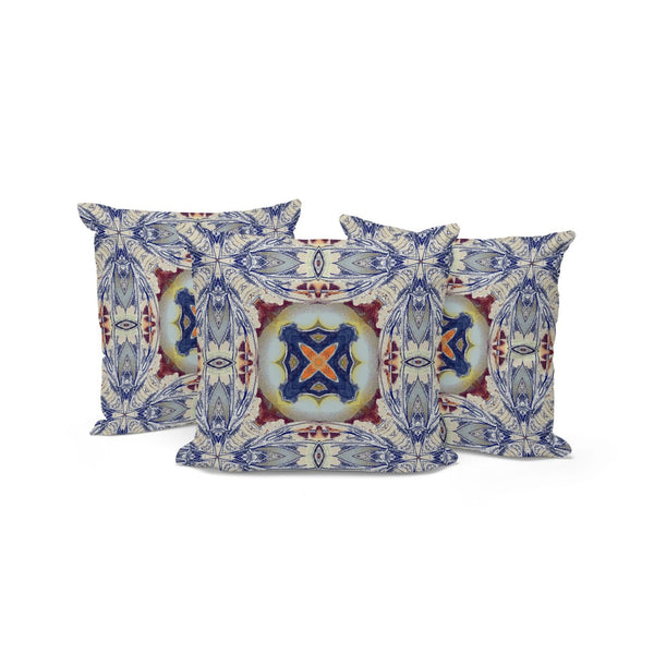 HomeRoots Set of Three 16" Blue & Gray Floral Blown Seam Throw Pillows for Indoor & Outdoor Comfort and Style 536087