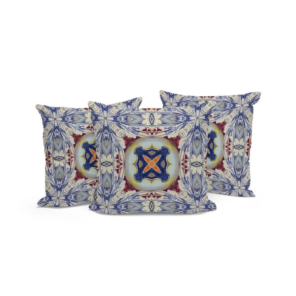 HomeRoots Set of Three 16" Blue & Gray Floral Blown Seam Throw Pillows for Indoor & Outdoor Comfort and Style 536087