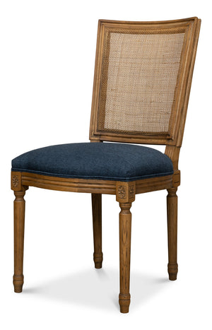 Sarreid Boyd Side Chair Set Of 2 - Stylish Blue Fabric Upholstery With Durable Solid Ash Frame Design Blue  53609