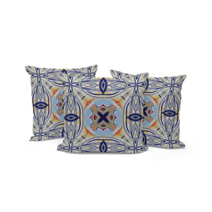 HomeRoots Set of Three Coastal Floral Throw Pillows - 16" Blue & Green Cushions for Indoor/Outdoor Use 536098