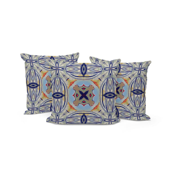 HomeRoots Set of Three Coastal Floral Throw Pillows - 16" Blue & Green Cushions for Indoor/Outdoor Use 536098