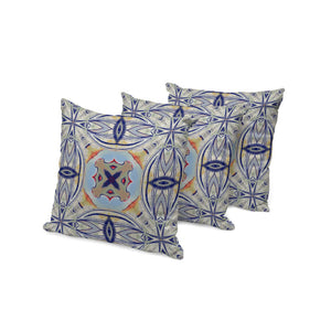 HomeRoots Set of Three Coastal Floral Throw Pillows - 16" Blue & Green Cushions for Indoor/Outdoor Use 536098