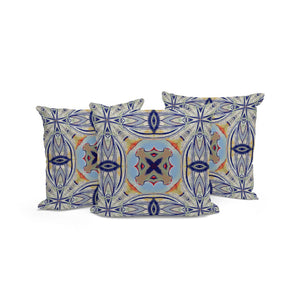 HomeRoots Set of Three Coastal Floral Throw Pillows - 16" Blue & Green Cushions for Indoor/Outdoor Use 536098