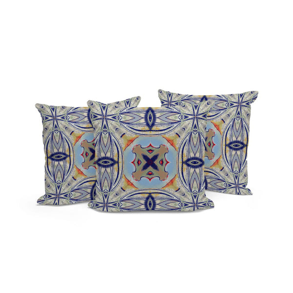 HomeRoots Set of Three Coastal Floral Throw Pillows - 16" Blue & Green Cushions for Indoor/Outdoor Use 536098