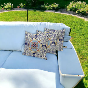 HomeRoots Set of Three Coastal Floral Throw Pillows - 16" Blue & Green Cushions for Indoor/Outdoor Use 536098