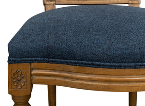 Sarreid Boyd Side Chair Set Of 2 - Stylish Blue Fabric Upholstery With Durable Solid Ash Frame Design Blue  53609