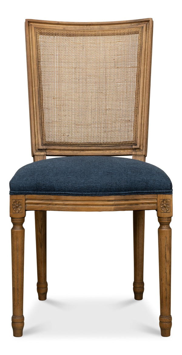 Sarreid Boyd Side Chair Set Of 2 - Stylish Blue Fabric Upholstery With Durable Solid Ash Frame Design Blue  53609