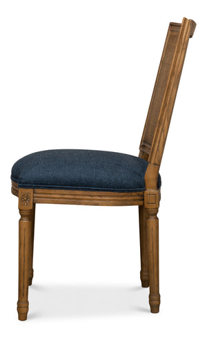 Sarreid Boyd Side Chair Set Of 2 - Stylish Blue Fabric Upholstery With Durable Solid Ash Frame Design Blue  53609