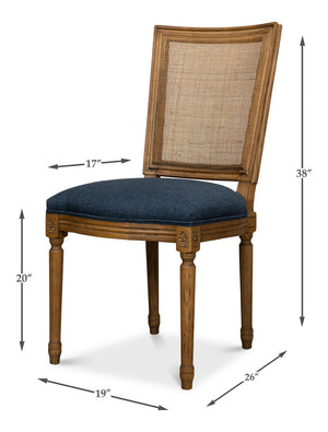 Sarreid Boyd Side Chair Set Of 2 - Stylish Blue Fabric Upholstery With Durable Solid Ash Frame Design Blue  53609