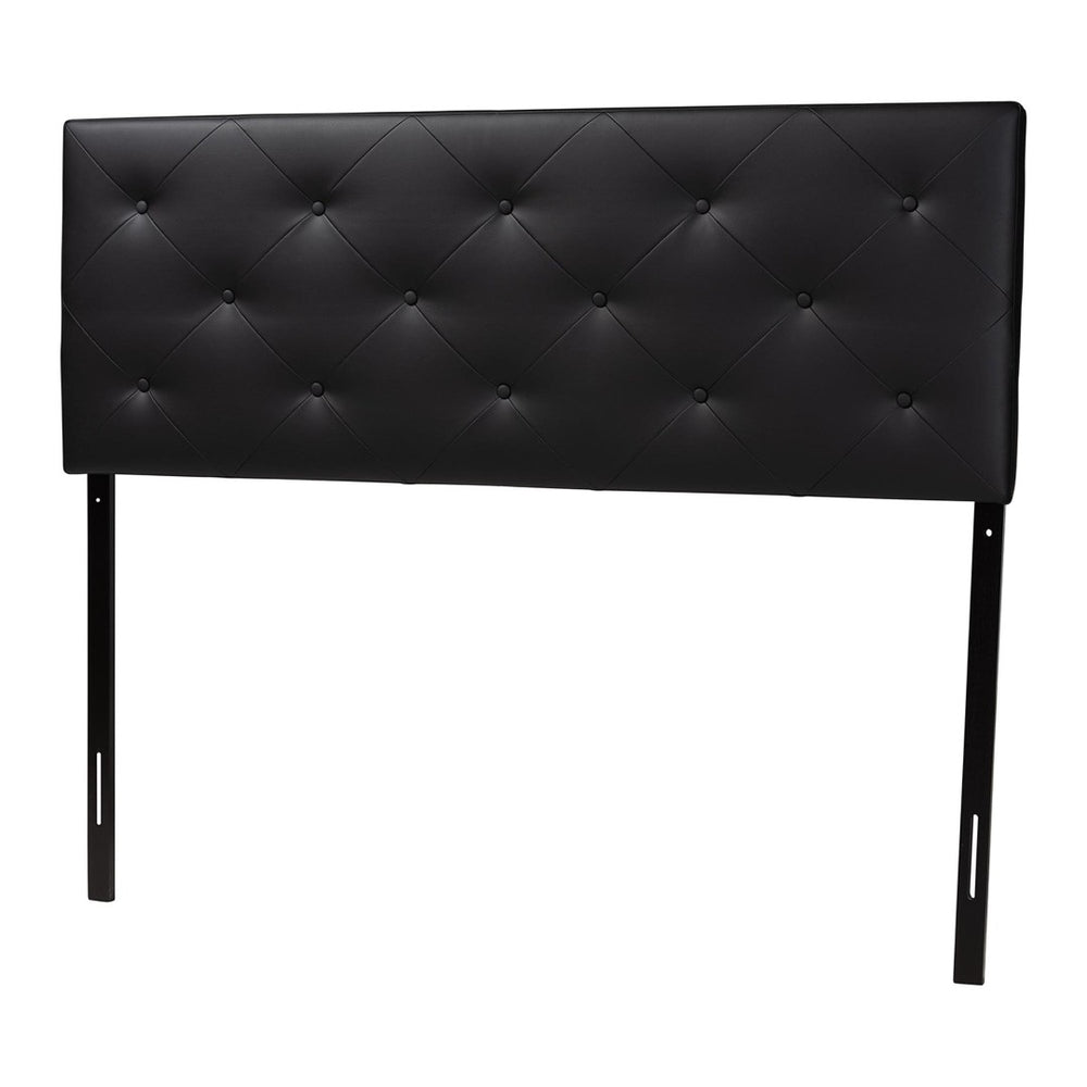 Baxton Studio Baxton Studio Modern Faux Leather Upholstered Headboard with Button-Tufting for Stylish Bedrooms Queen Black BBT6431-Black-HB-Queen