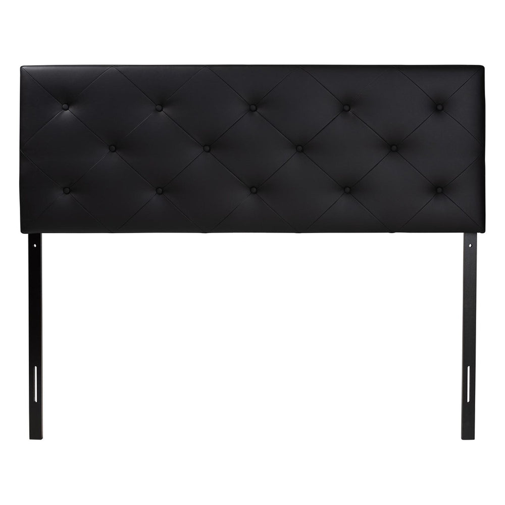 Baxton Studio Baxton Studio Modern Faux Leather Upholstered Headboard with Button-Tufting for Stylish Bedrooms Queen Black BBT6431-Black-HB-Queen