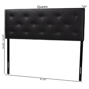 Baxton Studio Baxton Studio Modern Faux Leather Upholstered Headboard with Button-Tufting for Stylish Bedrooms Queen Black BBT6431-Black-HB-Queen