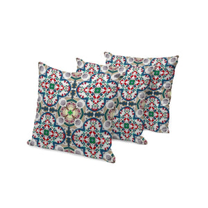 HomeRoots Set of Three Green & White Floral Throw Pillows - Stylish Indoor/Outdoor Cushions for Any Space 536120
