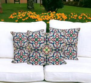 HomeRoots Set of Three Green & White Floral Throw Pillows - Stylish Indoor/Outdoor Cushions for Any Space 536120