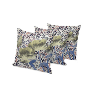 HomeRoots Set of Three 16" Blue and Yellow Butterfly Floral Indoor/Outdoor Throw Pillows for Charming Decor 536140