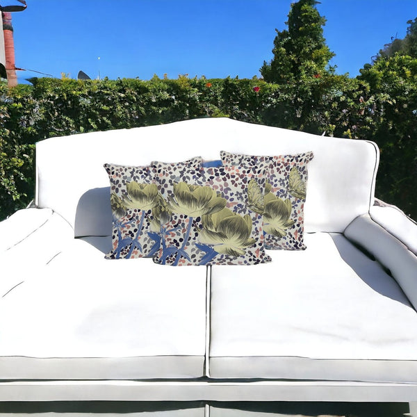 HomeRoots Set of Three 16" Blue and Yellow Butterfly Floral Indoor/Outdoor Throw Pillows for Charming Decor 536140