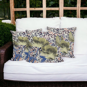 HomeRoots Set of Three 16" Blue and Yellow Butterfly Floral Indoor/Outdoor Throw Pillows for Charming Decor 536140