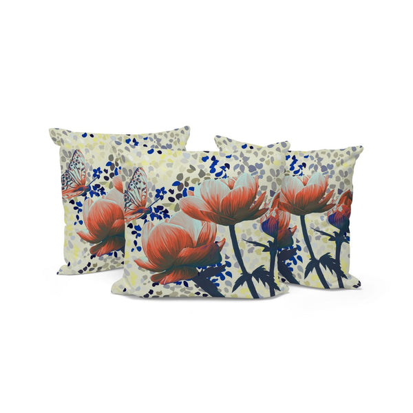 HomeRoots Set of Three 16" Butterfly Floral Throw Pillows - Green & Yellow for Indoor/Outdoor Decor Bliss 536141