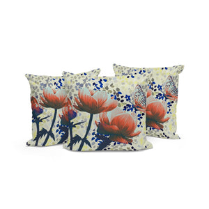 HomeRoots Set of Three 16" Butterfly Floral Throw Pillows - Green & Yellow for Indoor/Outdoor Decor Bliss 536141