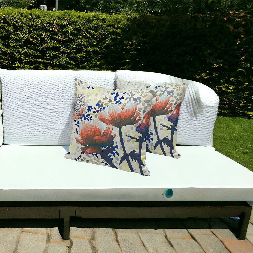 Homeroots Set Of Three 16" X 16" Green And Yellow Butterfly Blown Seam Floral Indoor Outdoor Throw Pillow  Polyester 536141