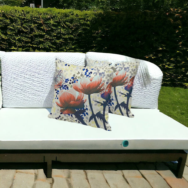 HomeRoots Set of Three 16" Butterfly Floral Throw Pillows - Green & Yellow for Indoor/Outdoor Decor Bliss 536141