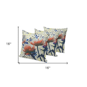 HomeRoots Set of Three 16" Butterfly Floral Throw Pillows - Green & Yellow for Indoor/Outdoor Decor Bliss 536141