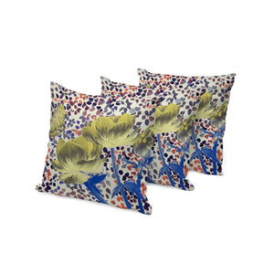 HomeRoots Set of Three Vibrant Blue & Yellow Butterfly Floral Throw Pillows for Indoor/Outdoor Use 536148