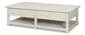 Sarreid Isla Coffee Table In Antique White - Elegant Pine Design For Stylish Living Room Decor Upgrade! White  53615-3