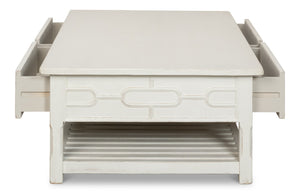 Sarreid Isla Coffee Table In Antique White - Elegant Pine Design For Stylish Living Room Decor Upgrade! White  53615-3