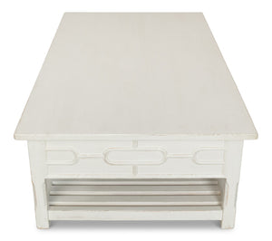 Sarreid Isla Coffee Table In Antique White - Elegant Pine Design For Stylish Living Room Decor Upgrade! White  53615-3