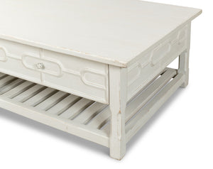 Sarreid Isla Coffee Table In Antique White - Elegant Pine Design For Stylish Living Room Decor Upgrade! White  53615-3