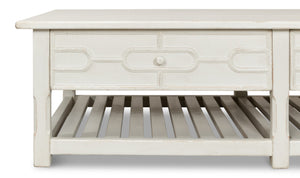 Sarreid Isla Coffee Table In Antique White - Elegant Pine Design For Stylish Living Room Decor Upgrade! White  53615-3