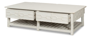 Sarreid Isla Coffee Table In Antique White - Elegant Pine Design For Stylish Living Room Decor Upgrade! White  53615-3