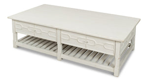 Sarreid Isla Coffee Table In Antique White - Elegant Pine Design For Stylish Living Room Decor Upgrade! White  53615-3