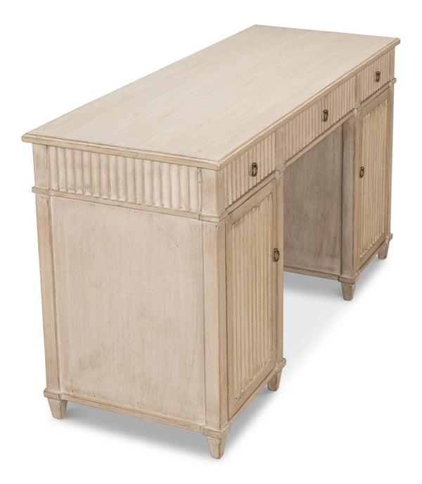 Sarreid Inspire Stone Grey Desk - Stylish Pine Finish For Modern Home Office & Creative Workspaces Grey  53616-1