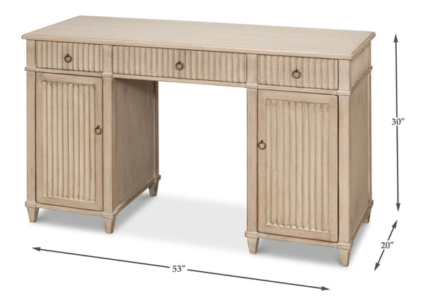 Sarreid Inspire Stone Grey Desk - Stylish Pine Finish For Modern Home Office & Creative Workspaces Grey  53616-1